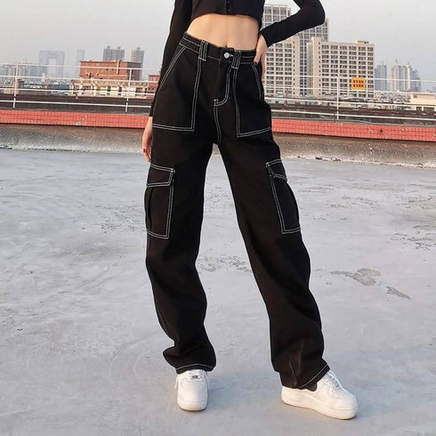Patchwork  Pocket Baggy Jeans
